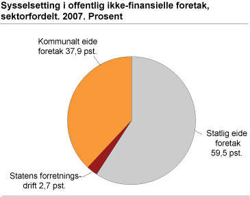 Sysselsetting i offentlig ikke-finansielle foretak, sektorfordelt. 2007. Prosent