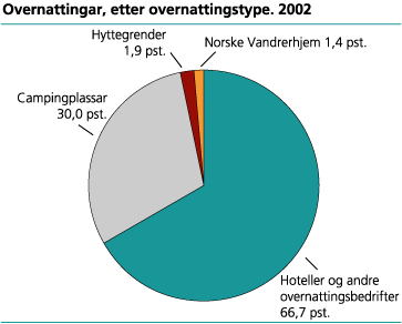 Overnattingar, etter overnattingstype. 2002