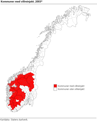 Kommuner med villreinjakt. 2003