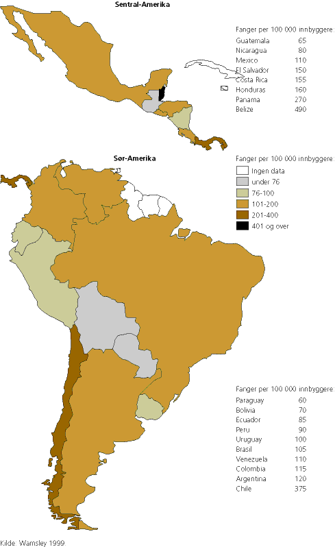 Kart 3.6-1 Sentral-Amerika og Kart 3.6-2. Sør-Amerika