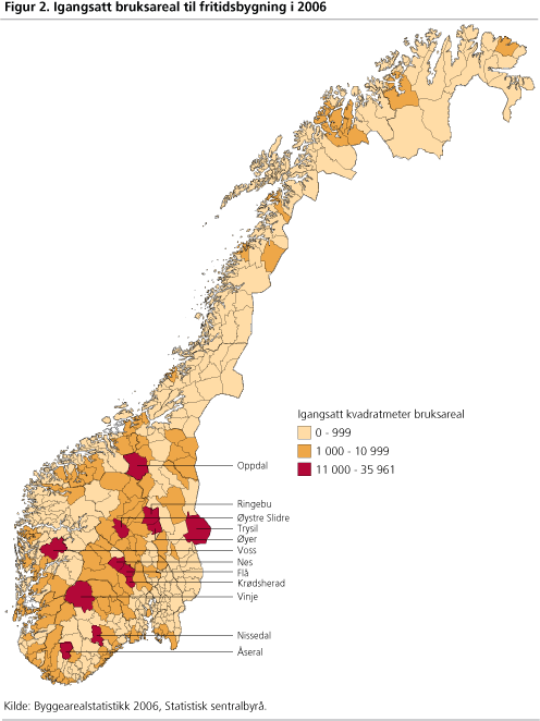 Igangsatt bruksareal til fritidsbygning i 2006