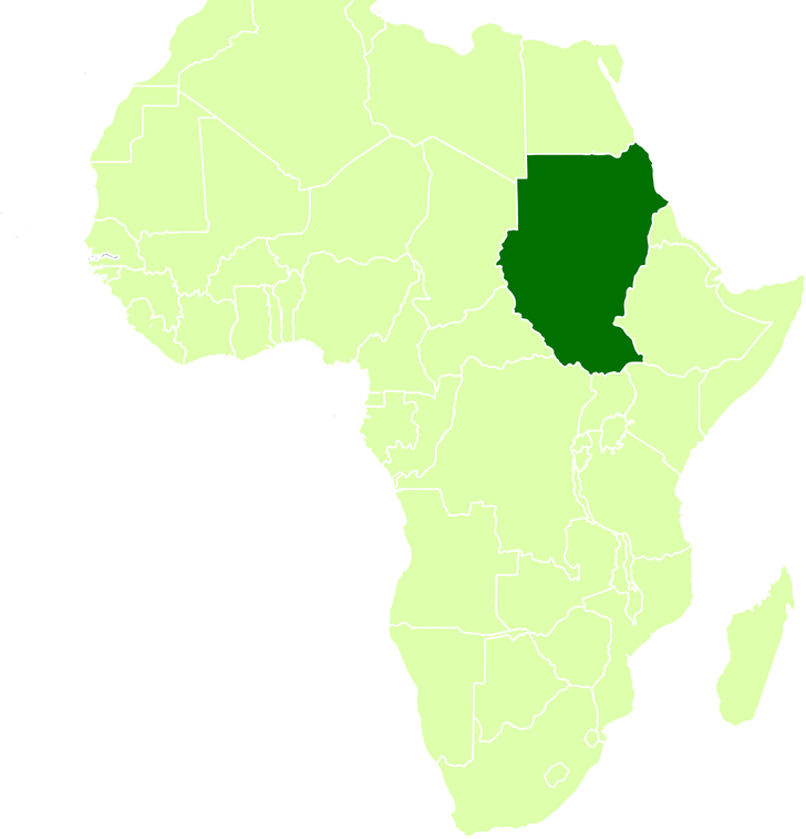Sudans beliggenhet i Afrika