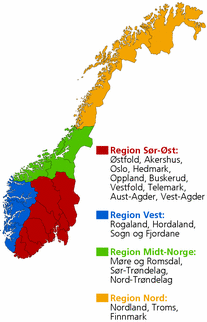 Figur 3. Oversikt over helseregionene per 31. desember 2010