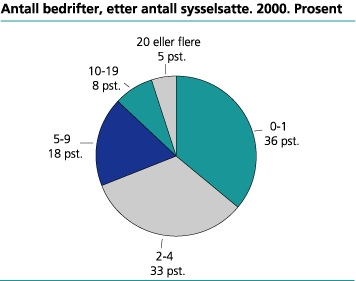 Antall bedrifter, etter antall sysselsatte. 2000. Prosent