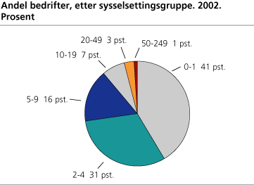 Antall bedrifter etter sysselsettingsgruppe. 2002