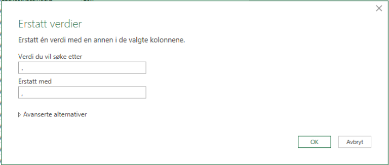 Felt søk og erstatt.