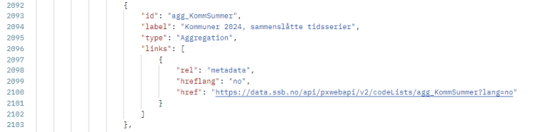 Utsnitt av tabell 07459 om gruppering agg_KommSummer