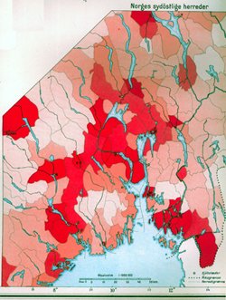 Figur: Norges industribefolkning, utsnitt fra Østlandet, 1910 Figur: Norges industribefolkning, utsnitt fra Østlandet, 1910