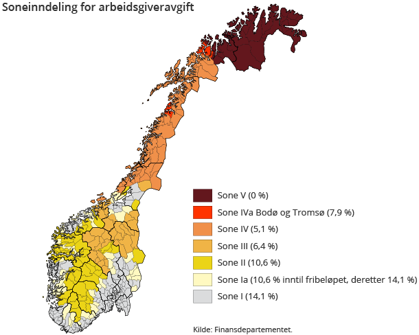 Soneinndeling for arbeidsgiveravgift