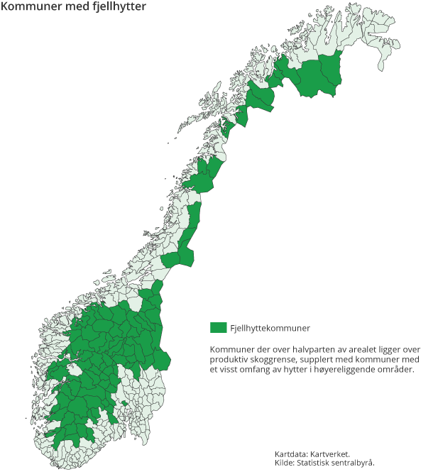 Figur 1.  Kommuner med fjellhytter