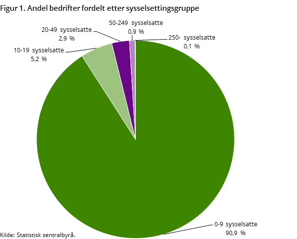 Figur 1. Andel bedrifter fordelt etter sysselsettingsgruppe