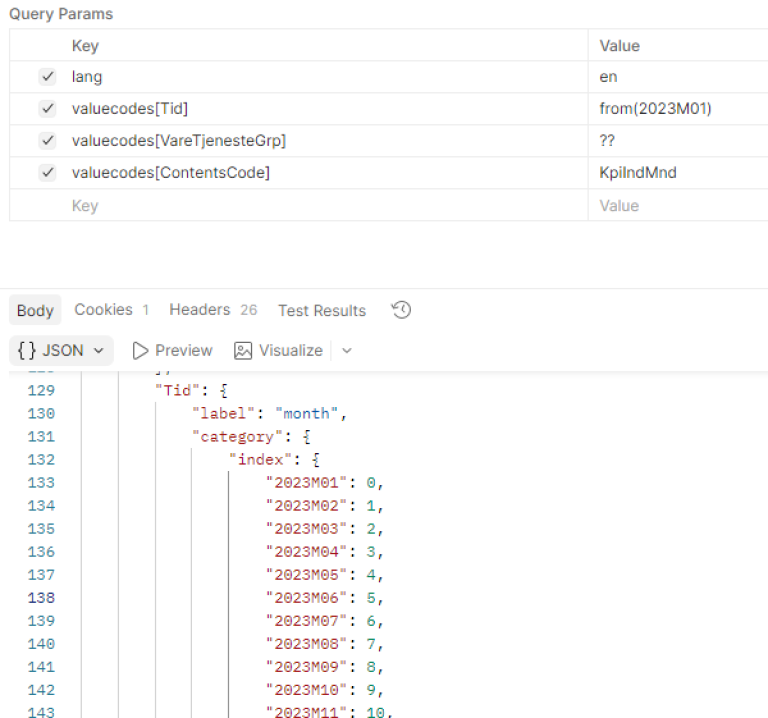 Section of table 14700 for all values ​​from starting value.