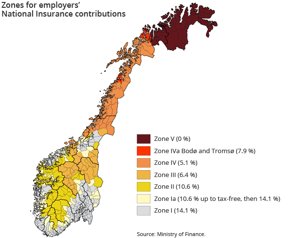 Zones for employers’ National Insurance contributions