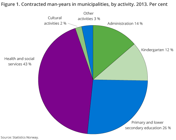 Figure 1. Contracted man-years in municipalities, by activity. 2013. Per cent