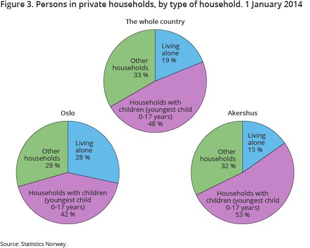 Figure 3. Persons in private households, by type of household. 1 January 2014