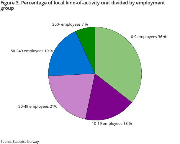 Figure 3. Percentage of local-kind og activity units divided by employment group