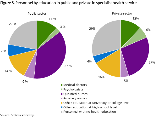 Figure 5. Personnel by education in public and private in specialist health service