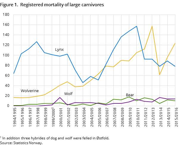 Figure 1. Registered mortality of large carnivores Figure 1. Registered mortality of large carnivores