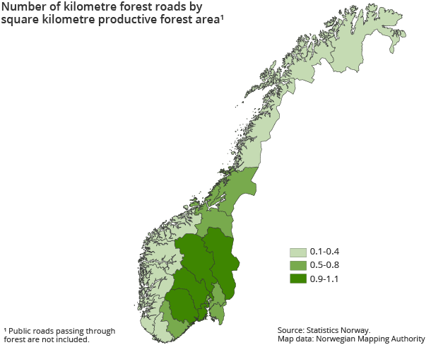 Number of kilometre forest roads by square kilometre productive forest area Number of kilometre forest roads by square kilometre productive forest area