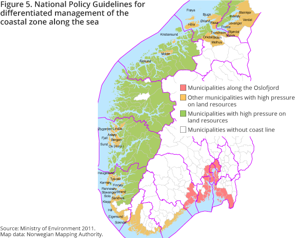 Figure 5. National Policy Guidelines for differentiated management of the coastal zone along the sea