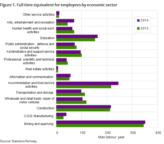 Figure 1. Full time equivalent for employees by economic sector 