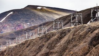 Kraftlinje på Svalbard.