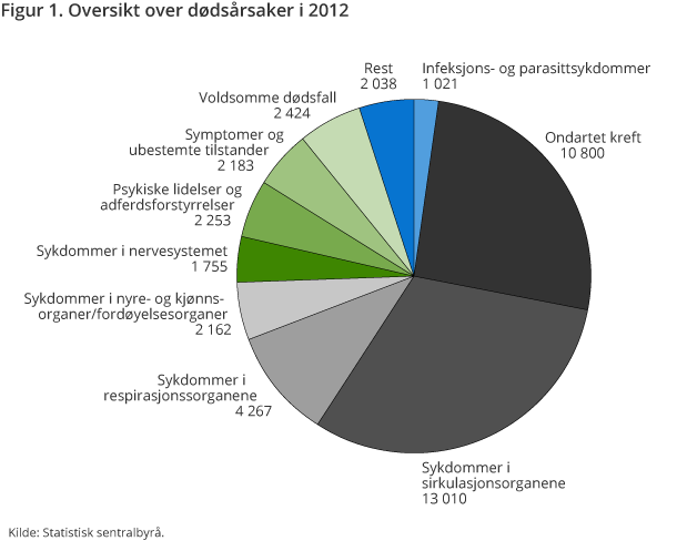 Figur 1. Oversikt over dødsårsaker i 2012