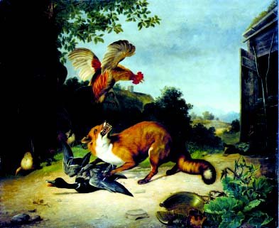 Bilde: 'Reven i hønsegården', 1860