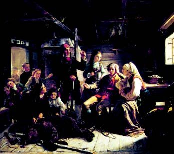 Bilde: 'Den sårede Bjørnejeger', 1856 Bilde: 'Den sårede Bjørnejeger', 1856