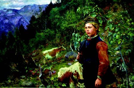 Bilde: Vinje som gjetergutt, 1887 Bilde: 'Vinje som gjetergutt', 1887