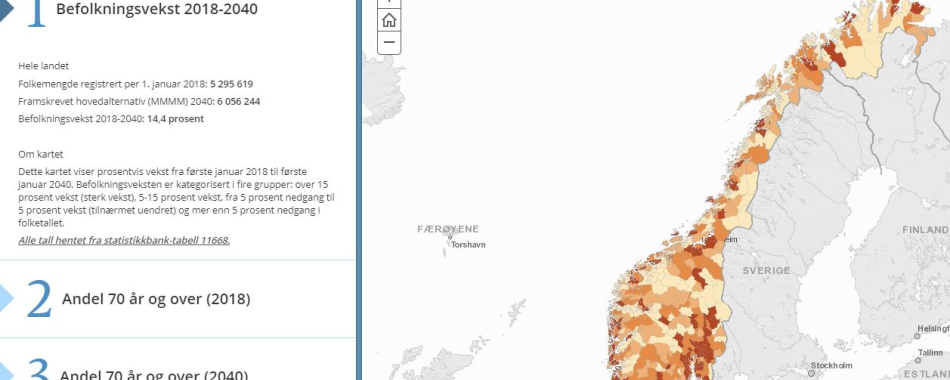 Utsnitt framskrivinger på kart Utsnitt framskrivinger på kart