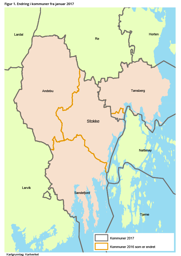 Figur 1. Endring i kommuner fra januar 2017