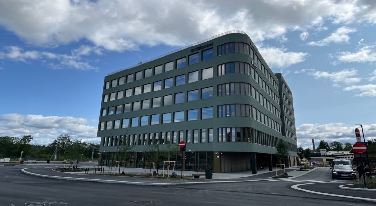 Bilde av det nye bygget vårt ved Kongsvinger stasjon.