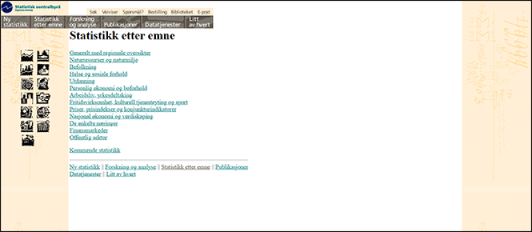 skjermbilde av ssb.no år 1996 side 2
