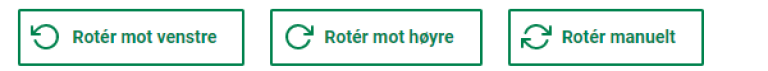 Skjermbilde av knappene "Roter mot venstre", "Roter mot høyre" og "Roter manuelt".