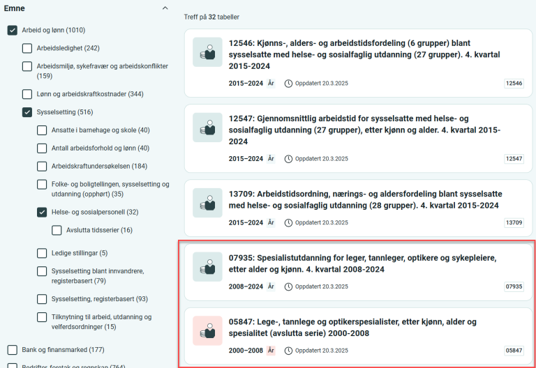 Forskjell på fargen på oppdatert og ikke oppdatert tabell.
