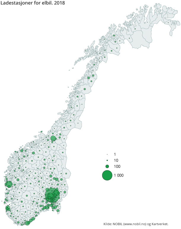 Figur 2. Ladestasjoner for elbil. 2018 Figur 2. Ladestasjoner for elbil. 2018