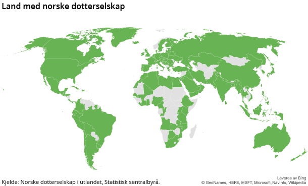 Figur 1. Land med norske dotterselskap Figur 1. Land med norske dotterselskap